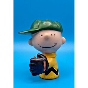Vintage Charlie Brown Baseball Glove Green Hat 1950 Peanuts Figure